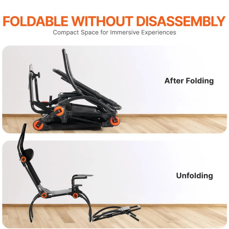 VEVOR Racing Wheel Stand Foldable For Logitech G923/G920/G29, Steering Wheel Stand & Foot Pedal Angle Adjustable,Portable Steel Driving Simulator Cockpit-Thrustmaster T248P, GT/Formula Mode Large Size