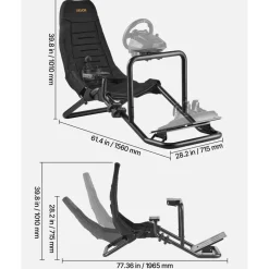 VEVOR Racing Wheel Stand, Heavy-Duty Integrated Simulator Cockpit Steering Stand, Fit Logitech G25,G27,G29,G920,G923, Thrustmaster T300RS,TX F458,T500RS,T3PA-PRO (F1/GT) and CSR Pedals, Black