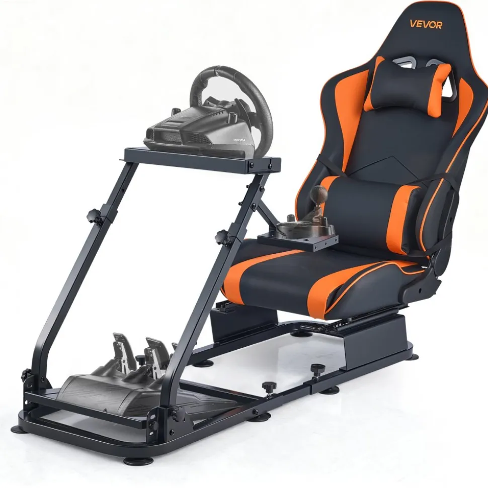VEVOR Racing Wheel Stand, Heavy-Duty Simulator Cockpit Steering Stand with Dual-Rail Dual-Arm, Fit Logitech G25,G27,G29,G920,G923, Thrustmaster T300RS,TX F458,T500RS,T3PA-PRO (F1/GT) and CSR Pedals