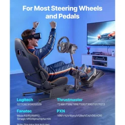VEVOR Racing Wheel Stand, Heavy-Duty Simulator Cockpit Steering Wheel Stand, Fit Logitech G25, G27, G29, G920, G923, Thrustmaster T300RS, TX F458, T500RS, T3PA-PRO (F1/GT) and CSR Pedals