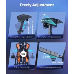 VEVOR Racing Wheel Stand, Heavy-Duty Simulator Cockpit Steering Wheel Stand, Fit Logitech G25, G27, G29, G920, G923, Thrustmaster T300RS, TX F458, T500RS, T3PA-PRO (F1/GT) and CSR Pedals