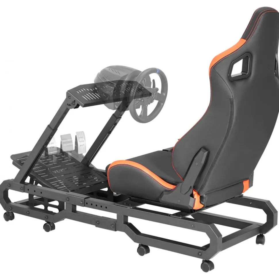 VEVOR Racing Wheel Stand with Wheels For Logitech G923/G920/G29, Heavy Duty Steel Driving Simulator Cockpit-Thrustmaster T248P, Steering Wheel Bracket & Foot Pedal Adjustable, Max Load 330 LBS
