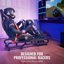VEVOR Racing Wheel Stand with Wheels For Logitech G923/G920/G29, Heavy Duty Steel Driving Simulator Cockpit-Thrustmaster T248P, Steering Wheel Bracket & Foot Pedal Adjustable, Max Load 330 LBS