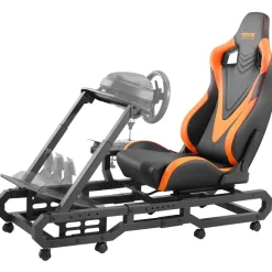 VEVOR Racing Wheel Stand with Wheels For Logitech G923/G920/G29, Heavy Duty Steel Driving Simulator Cockpit-Thrustmaster T248P, Steering Wheel Bracket & Foot Pedal Adjustable, Max Load 330 LBS
