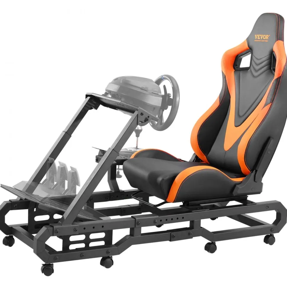 VEVOR Racing Wheel Stand with Wheels For Logitech G923/G920/G29, Heavy Duty Steel Driving Simulator Cockpit-Thrustmaster T248P, Steering Wheel Bracket & Foot Pedal Adjustable, Max Load 330 LBS