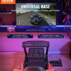 VEVOR Racing Wheel Stand with Wheels For Logitech G923/G920/G29, Heavy Duty Steel Driving Simulator Cockpit-Thrustmaster T248P, Steering Wheel Bracket & Foot Pedal Adjustable, Max Load 330 LBS