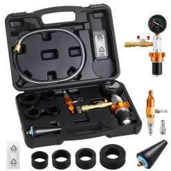 VEVOR Radiator Vacuum Refill Kit, Automotives Cooling System Vacuum & Purge Fill Tool with Gauge, Portable Radiator Coolant Filling Kit with Toolbox, Universal Fit for Most Cars Vans SUVs and Trucks