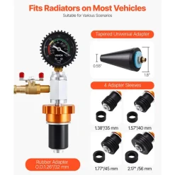 VEVOR Radiator Vacuum Refill Kit, Automotives Cooling System Vacuum & Purge Fill Tool with Gauge, Portable Radiator Coolant Filling Kit with Toolbox, Universal Fit for Most Cars Vans SUVs and Trucks