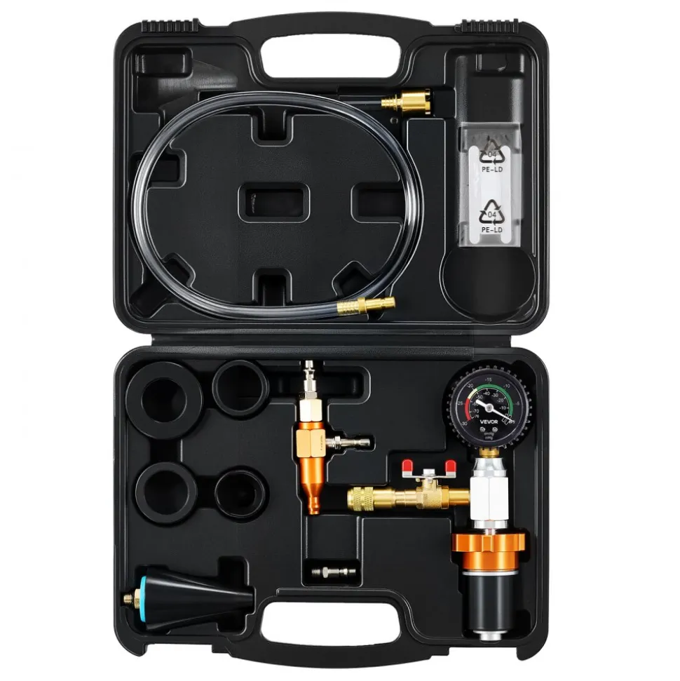 VEVOR Radiator Vacuum Refill Kit, Automotives Cooling System Vacuum & Purge Fill Tool with Gauge, Portable Radiator Coolant Filling Kit with Toolbox, Universal Fit for Most Cars Vans SUVs and Trucks