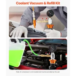 VEVOR Radiator Vacuum Refill Kit, Automotives Cooling System Vacuum & Purge Fill Tool with Gauge, Portable Radiator Coolant Filling Kit with Toolbox, Universal Fit for Most Cars Vans SUVs and Trucks