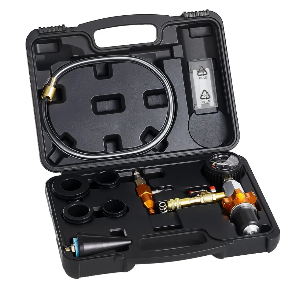 VEVOR Radiator Vacuum Refill Kit, Automotives Cooling System Vacuum & Purge Fill Tool with Gauge, Portable Radiator Coolant Filling Kit with Toolbox, Universal Fit for Most Cars Vans SUVs and Trucks