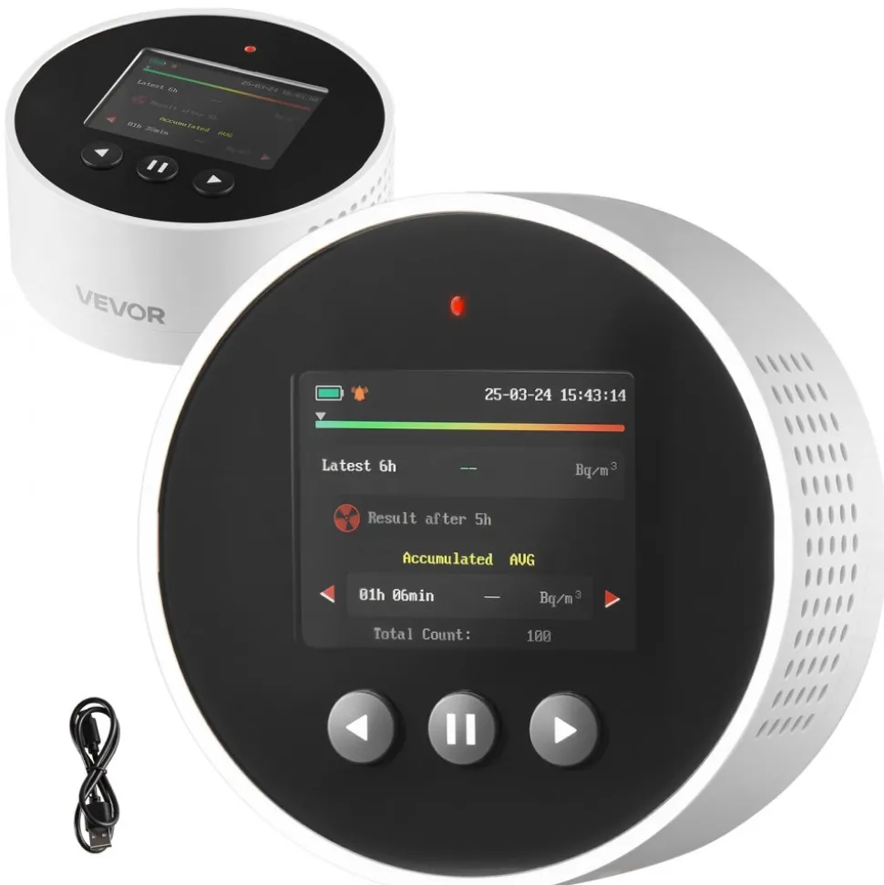 VEVOR Radon Air Quality Meter Detector for Home 3.3Bq/m³ to 37kBq/m³ Battery Powered