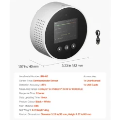 VEVOR Radon Air Quality Meter Detector for Home 3.3Bq/m³ to 37kBq/m³ Battery Powered
