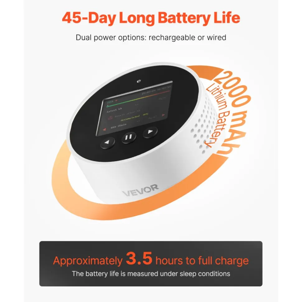 VEVOR Radon Air Quality Meter Detector for Home 3.3Bq/m³ to 37kBq/m³ Battery Powered