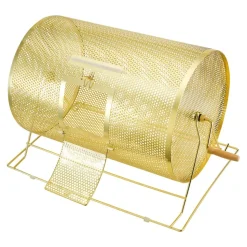 VEVOR Raffle Drum,Holds 10000 Tickets or 300 Ping Pong Balls, Metal Lottery Spinning Drawing with Wooden Turning Handle, 14.8 x Ø21.26 inch Brass Plated Raffle Ticket Spinning Cage, for Bingo Ballot