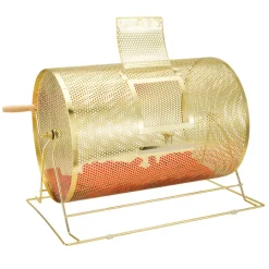 VEVOR Raffle Drum,Holds 10000 Tickets or 300 Ping Pong Balls, Metal Lottery Spinning Drawing with Wooden Turning Handle, 14.8 x Ø21.26 inch Brass Plated Raffle Ticket Spinning Cage, for Bingo Ballot