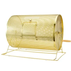 VEVOR Raffle Drum,Holds 10000 Tickets or 300 Ping Pong Balls, Metal Lottery Spinning Drawing with Wooden Turning Handle, 14.8 x Ø21.26 inch Brass Plated Raffle Ticket Spinning Cage, for Bingo Ballot