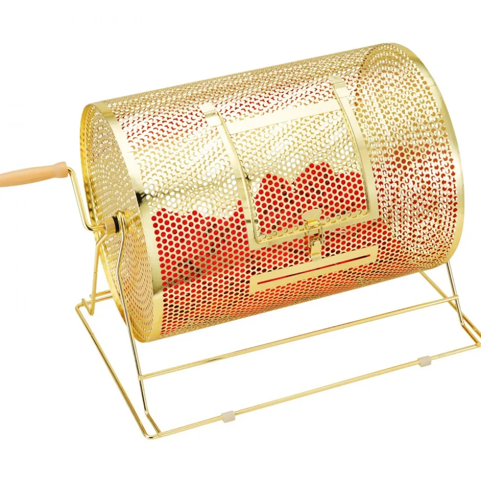 VEVOR Raffle Drum, Holds 5000 Tickets or 200 Ping Pong Balls, Metal Lottery Spinning Drawing with Wooden Turning Handle,16.1 x Ø12 inch Brass Plated Raffle Ticket Spinning Cage, for Bingo Ballot Part