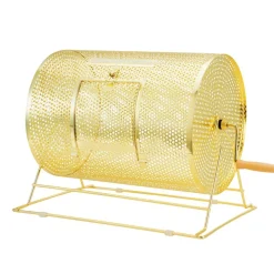 VEVOR Raffle Drum, Holds 5000 Tickets or 200 Ping Pong Balls, Metal Lottery Spinning Drawing with Wooden Turning Handle,16.1 x Ø12 inch Brass Plated Raffle Ticket Spinning Cage, for Bingo Ballot Part