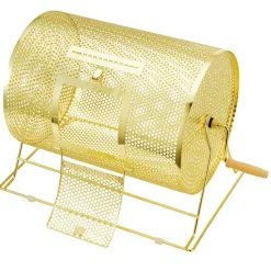 VEVOR Raffle Drum, Holds 5000 Tickets or 200 Ping Pong Balls, Metal Lottery Spinning Drawing with Wooden Turning Handle,16.1 x Ø12 inch Brass Plated Raffle Ticket Spinning Cage, for Bingo Ballot Part