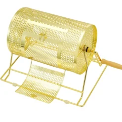 VEVOR Raffle Drum,Holds 2500 Tickets or 100 Ping Pong Balls, Metal Lottery Spinning Drawing with Wooden Turning Handle,11.6 x Ø7.48 inch Brass Plated Raffle Ticket Spinning Cage, for Bingo Ballot Pa