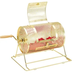 VEVOR Raffle Drum,Holds 2500 Tickets or 100 Ping Pong Balls, Metal Lottery Spinning Drawing with Wooden Turning Handle,11.6 x Ø7.48 inch Brass Plated Raffle Ticket Spinning Cage, for Bingo Ballot Pa