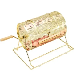 VEVOR Raffle Drum,Holds 2500 Tickets or 100 Ping Pong Balls, Metal Lottery Spinning Drawing with Wooden Turning Handle,11.6 x Ø7.48 inch Brass Plated Raffle Ticket Spinning Cage, for Bingo Ballot Pa