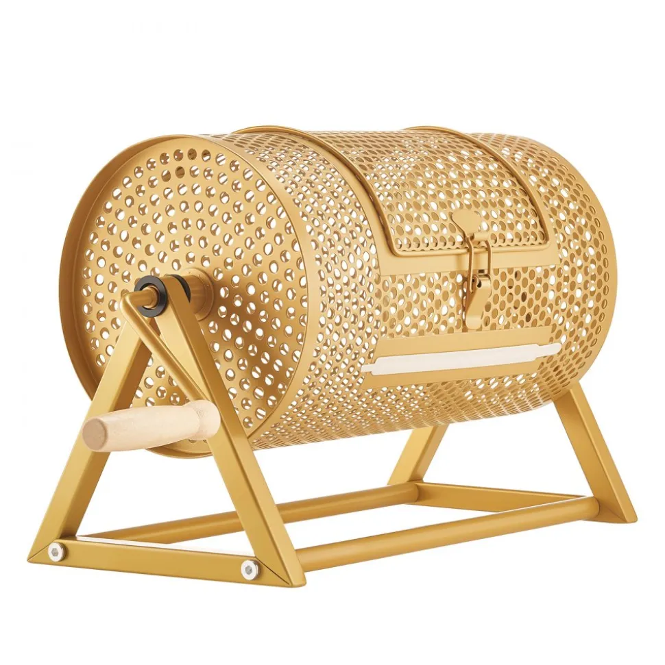 VEVOR Raffle Ticket Spinner, 11.6" x 6.6" Holds 2500 Tickets or 100 Ping Pong Balls, Raffle Drum Lottery Spinning Cage with Reinforced Handle, Stable Triangular Stand, for Events and Gatherings, Gold