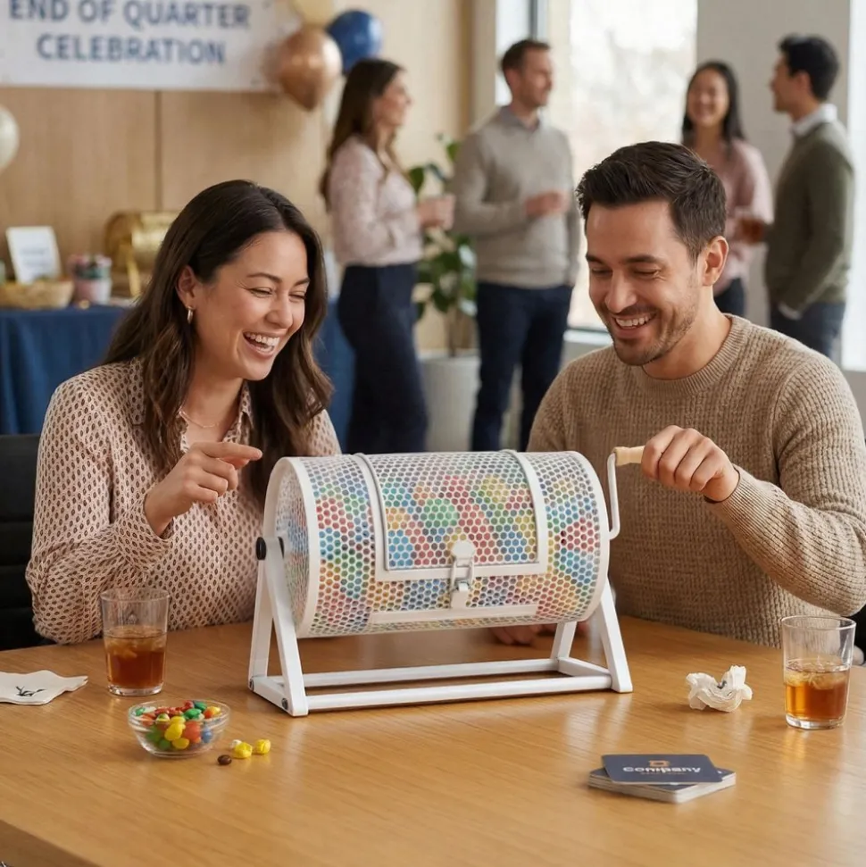 VEVOR Raffle Ticket Spinner, 11.6" x 6.6" Holds 2500 Tickets or 100 Ping Pong Balls, Raffle Drum Lottery Spinning Cage with Reinforced Handle, Stable Triangular Stand, for Events and Gatherings, White