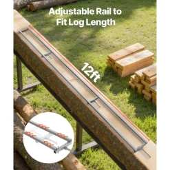 VEVOR Rail Mill Guide System, 12 ft 4 Crossbar Chainsaw Mill Kits, Aluminum Saw Milling Rails System Works with Chainsaw, 2 Wedges, Adjustable Rail Milling Guide Kit for Builders Woodworkers