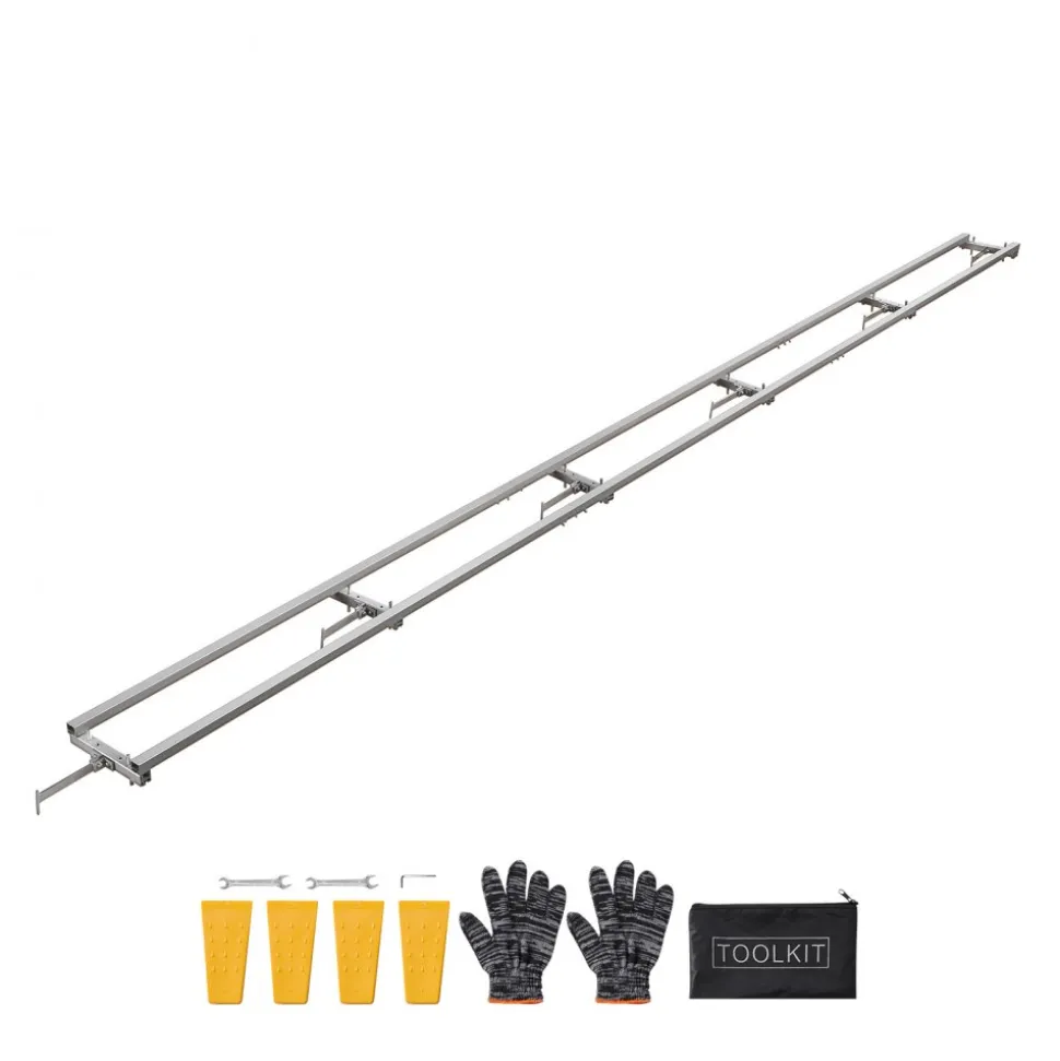 VEVOR Rail Mill Guide System, 15 ft 6 Crossbar Chainsaw Mill Kits, Aluminum Saw Milling Rails System Works with Chainsaw, 4 Wedges, Adjustable Rail Milling Guide Kit for Builders Woodworkers