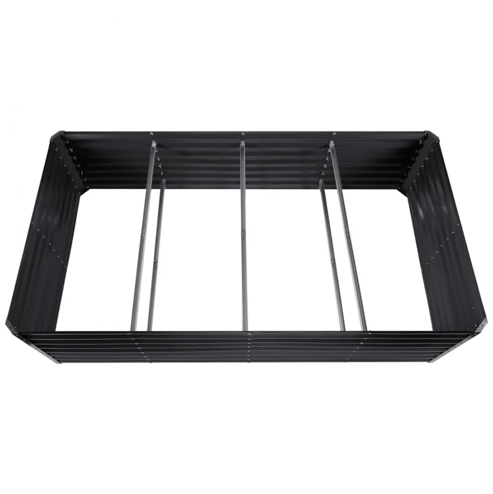 VEVOR Raised Garden Bed, 8 x 4 x 2 ft Galvanized Metal Planter Box, Outdoor Planting Boxes with Open Base, for Growing Flowers/Vegetables/Herbs in Backyard/Garden/Patio/Balcony, Dark Gray