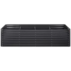 VEVOR Raised Garden Bed, 8 x 4 x 2 ft Galvanized Metal Planter Box, Outdoor Planting Boxes with Open Base, for Growing Flowers/Vegetables/Herbs in Backyard/Garden/Patio/Balcony, Dark Gray