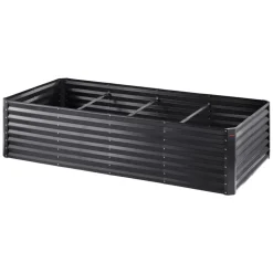 VEVOR Raised Garden Bed, 8 x 4 x 2 ft Galvanized Metal Planter Box, Outdoor Planting Boxes with Open Base, for Growing Flowers/Vegetables/Herbs in Backyard/Garden/Patio/Balcony, Dark Gray
