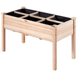 VEVOR Raised Garden Bed, 3.9 x 1.9 x 2.5 ft Wooden Planter Box, Elevated Outdoor Planting Boxes with Legs, for Growing Flowers/Vegetables/Herbs in Backyard/Garden/Patio/Balcony, Burlywood