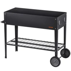 VEVOR Raised Garden Bed, 42.5 x 19.5 x 31.5 inch Galvanized Metal Planter Box, Elevated Outdoor Planting Boxes with Legs, for Growing Flowers/Vegetables/Herbs in Backyard/Garden/Patio/Balcony, Black