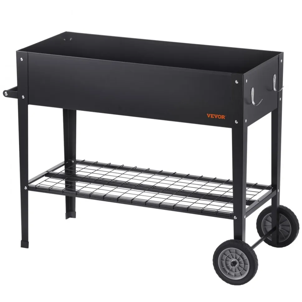 VEVOR Raised Garden Bed, 42.5 x 19.5 x 31.5 inch Galvanized Metal Planter Box, Elevated Outdoor Planting Boxes with Legs, for Growing Flowers/Vegetables/Herbs in Backyard/Garden/Patio/Balcony, Black