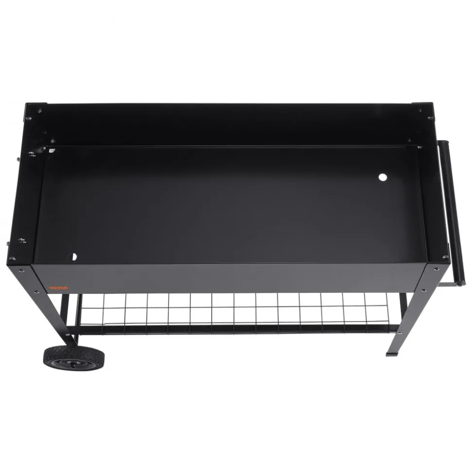 VEVOR Raised Garden Bed, 42.5 x 19.5 x 31.5 inch Galvanized Metal Planter Box, Elevated Outdoor Planting Boxes with Legs, for Growing Flowers/Vegetables/Herbs in Backyard/Garden/Patio/Balcony, Black