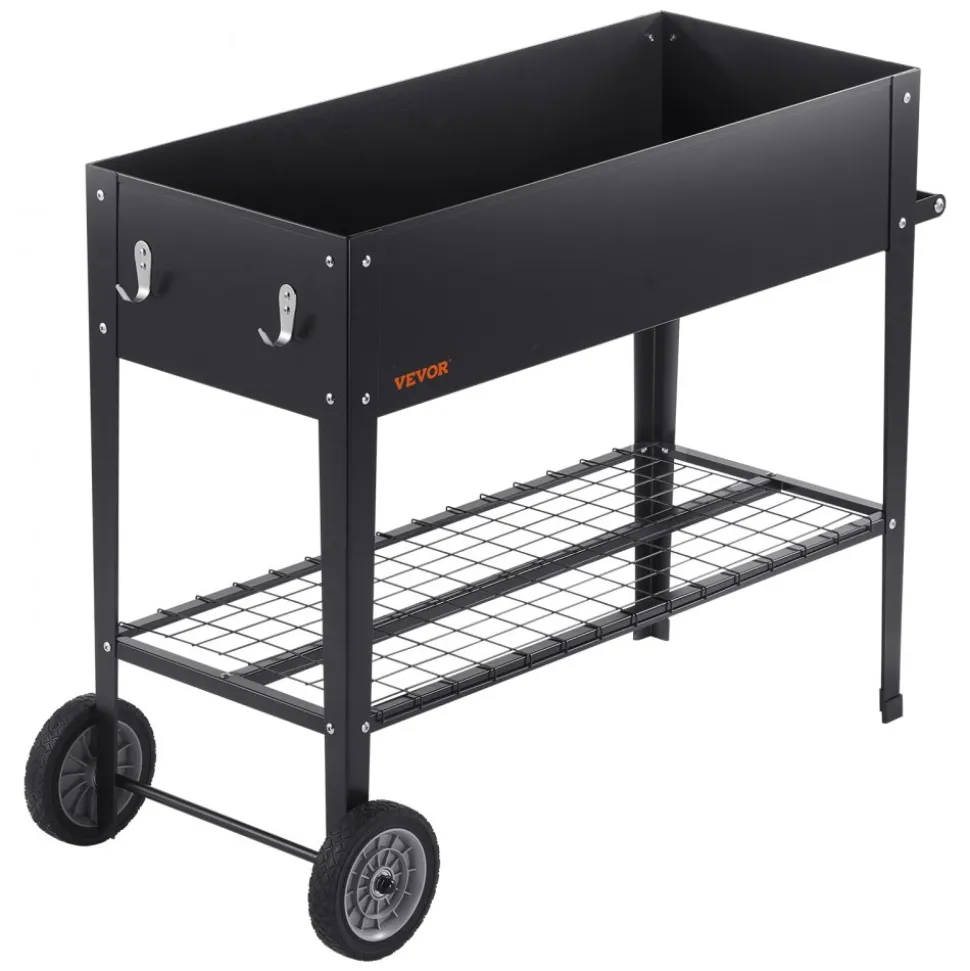 VEVOR Raised Garden Bed, 42.5 x 19.5 x 31.5 inch Galvanized Metal Planter Box, Elevated Outdoor Planting Boxes with Legs, for Growing Flowers/Vegetables/Herbs in Backyard/Garden/Patio/Balcony, Black