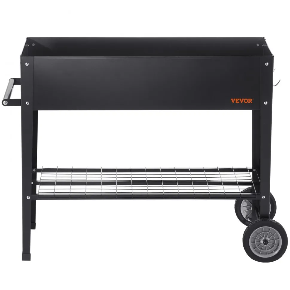 VEVOR Raised Garden Bed, 42.5 x 19.5 x 31.5 inch Galvanized Metal Planter Box, Elevated Outdoor Planting Boxes with Legs, for Growing Flowers/Vegetables/Herbs in Backyard/Garden/Patio/Balcony, Black