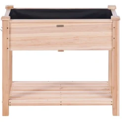 VEVOR Raised Garden Bed, 34 x 18 x 30 in Wooden Planter Box, Elevated Outdoor Planting Boxes with Legs, for Growing Flowers/Vegetables/Herbs in Backyard/Garden/Patio/Balcony, Burlywood