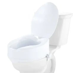 VEVOR Raised Toilet Seat, 5" Height Raised, 350 lbs Weight Capacity, for Round and Elongated Toilet, Twist Lock Installation,19.1" - 21.7" Adjustable Width, for Elderly, Handicap, Patient, Pregnant, M