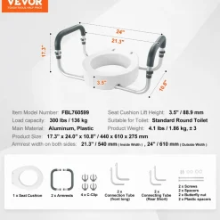 VEVOR Raised Toilet Seat, 3.5