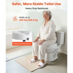 VEVOR Raised Toilet Seat, 350 lbs Capacity, 5-Inch Lift Height, Commode Elevated Toilet Seat Riser with Enlarged Opening for Seniors, Elderly, Handicap, Disabled, Adults, Fits Elongated & Round Bowl