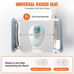 VEVOR Raised Toilet Seat, 7-Position Height Adjustment 19.3