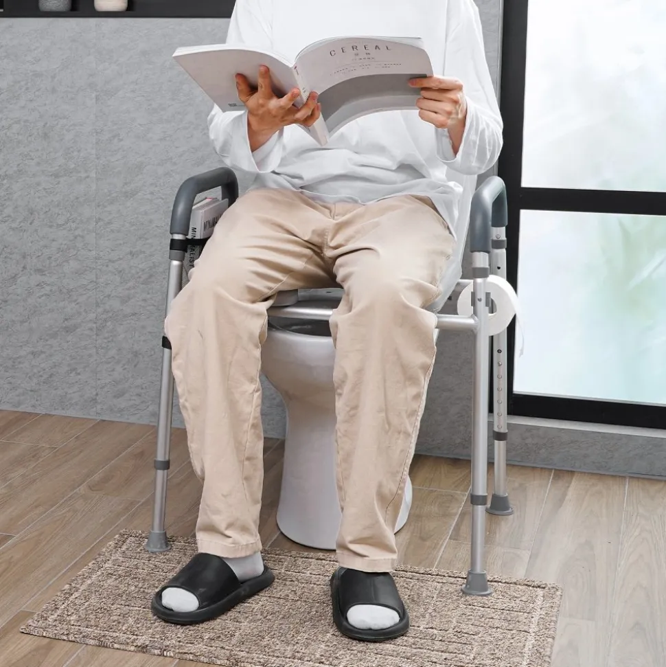 VEVOR Raised Toilet Seat, 7-Position Height Adjustment 19.3" - 25.2", 350lbs Weight Capacity, with Comfort Padded Aluminum Frame, Universal Toilet Seat Riser, for Elderly, Handicap, Pregnant, Medical