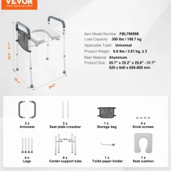 VEVOR Raised Toilet Seat, 7-Position Height Adjustment 19.3