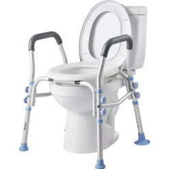 VEVOR Raised Toilet Seat with Arms, 350 lbs Capacity, 5-Inch Lift Height & Adjustable Width, Widened Commode Elevated Toilet Seat Riser with Handles for Seniors, Elderly, Handicap, Disabled, Adults
