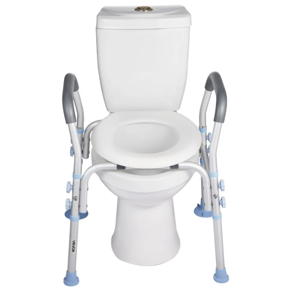 VEVOR Raised Toilet Seat with Arms, 350 lbs Capacity, 5-Inch Lift Height & Adjustable Width, Widened Commode Elevated Toilet Seat Riser with Handles for Seniors, Elderly, Handicap, Disabled, Adults