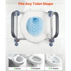 VEVOR Raised Toilet Seat with Arms, 350 lbs Capacity, 5-Inch Lift Height & Adjustable Width, Widened Commode Elevated Toilet Seat Riser with Handles for Seniors, Elderly, Handicap, Disabled, Adults